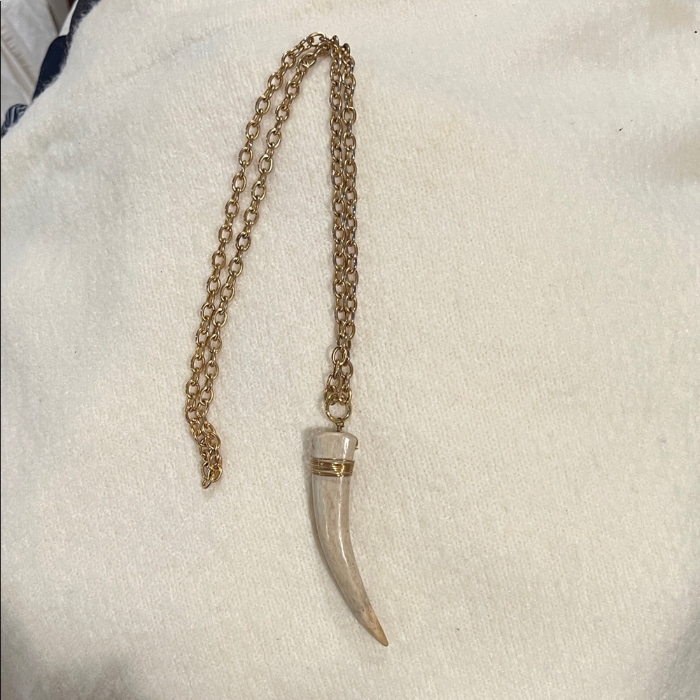 Francesca's Collections Gold and Cream Horn Necklace